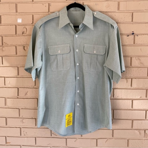 Mens 17 Shirt Light Green DSCP Garrison Collection AG-415 Short Sleeve Button Up - Picture 1 of 6